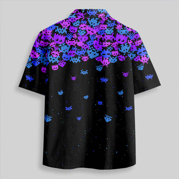 Space Pixels Button Up Pocket Shirt