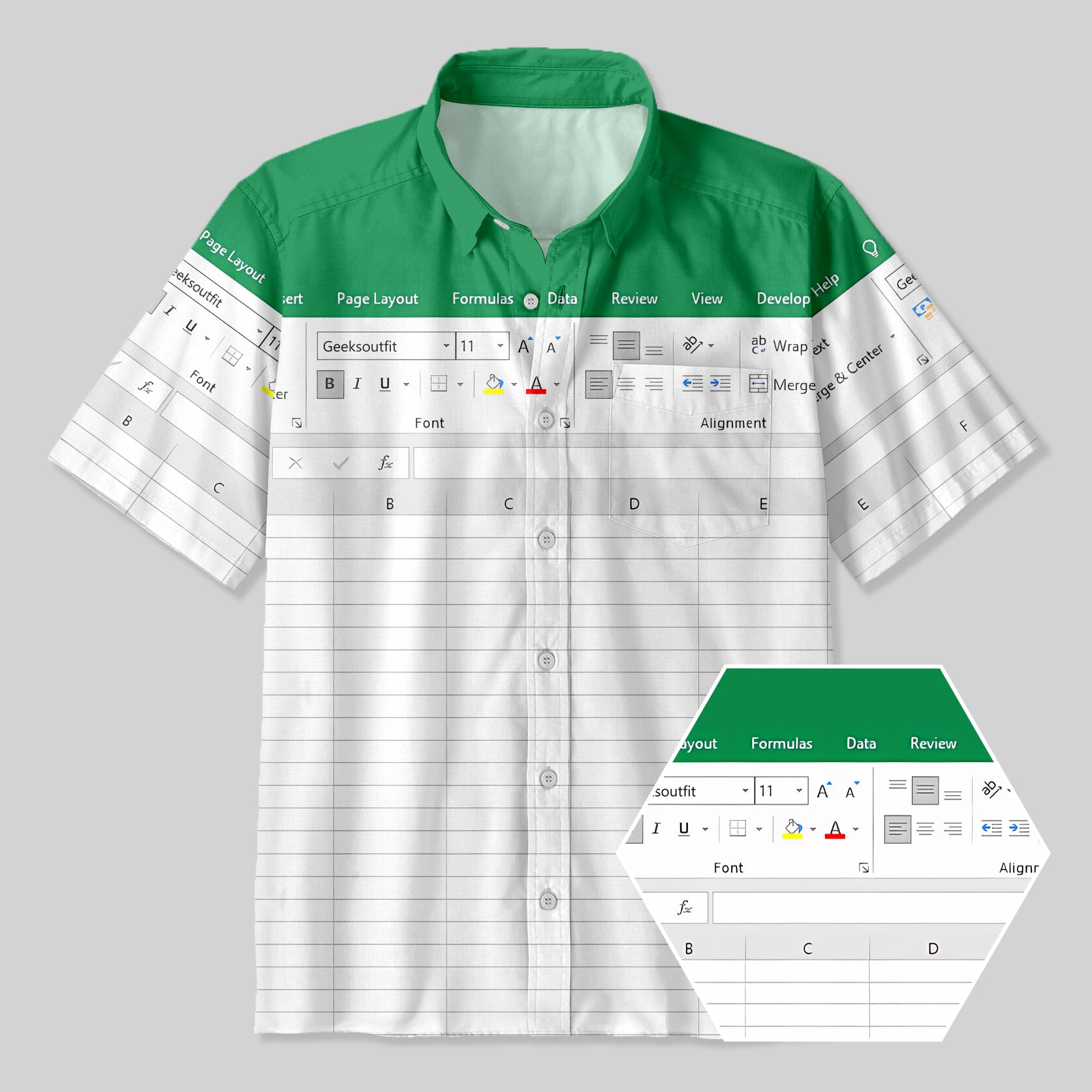 Excel Funny Work Shirt Button Up Pocket Shirt