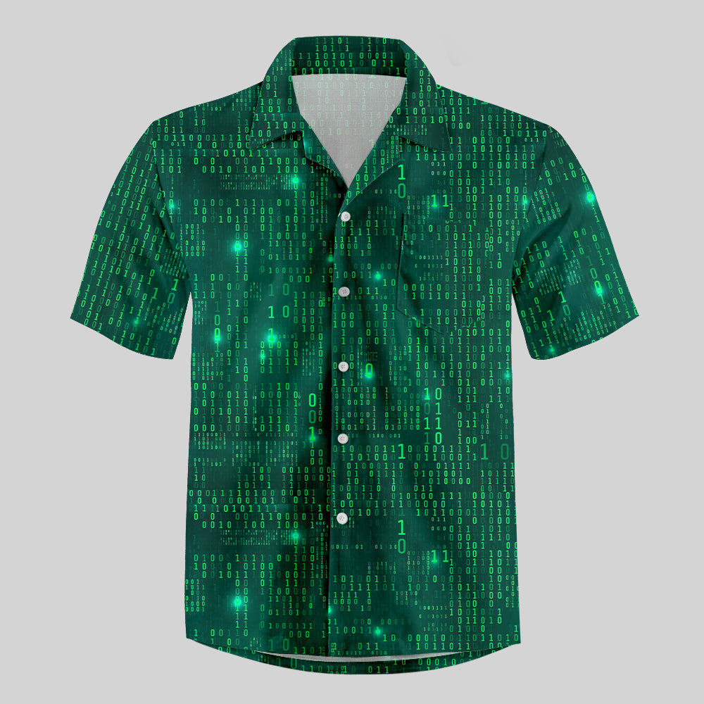 Binary Computer 1s and 0s Button Up Pocket Shirt