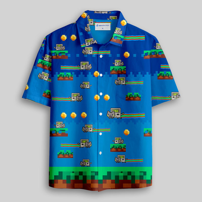 Nyan Cat Button Up Pocket Shirt