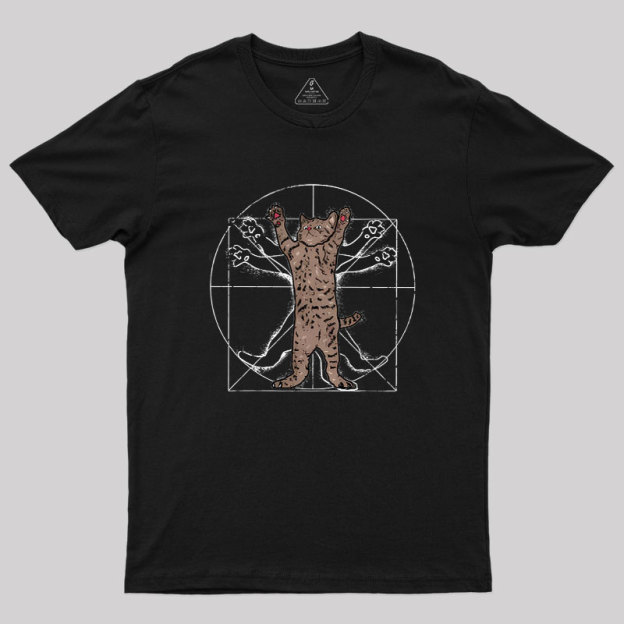 Vitruvian Cat Geek T-Shirt