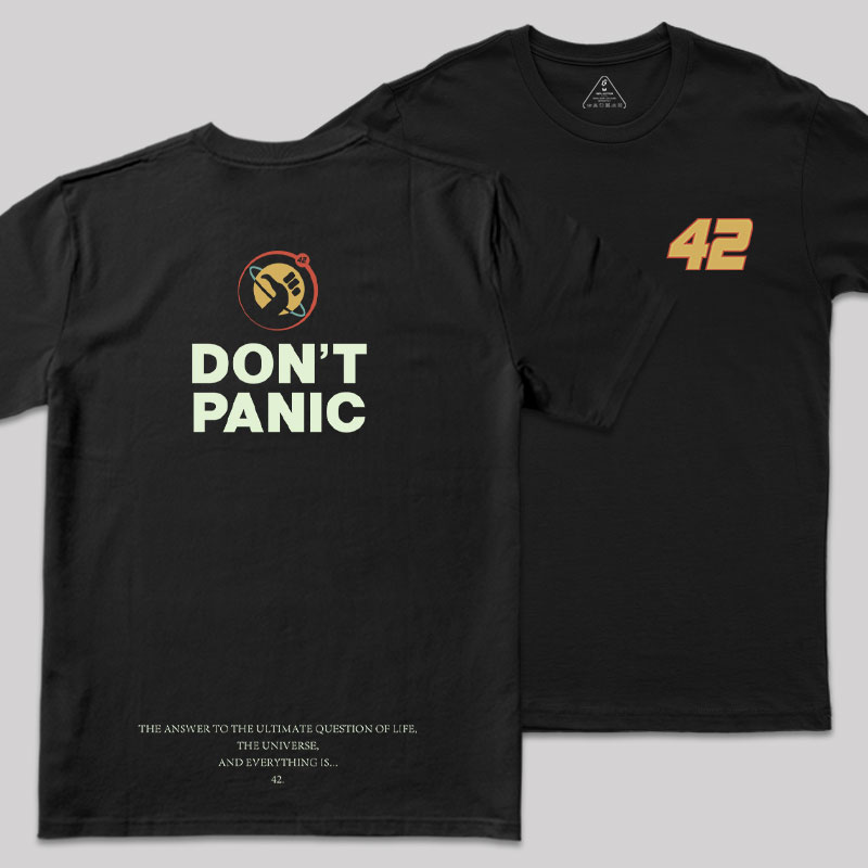 Don't Panic Front and Back Printed Geek T-Shirt