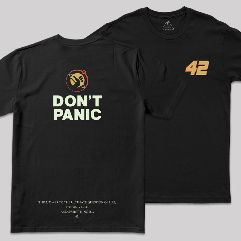Don't Panic Front and Back Printed Geek T-Shirt