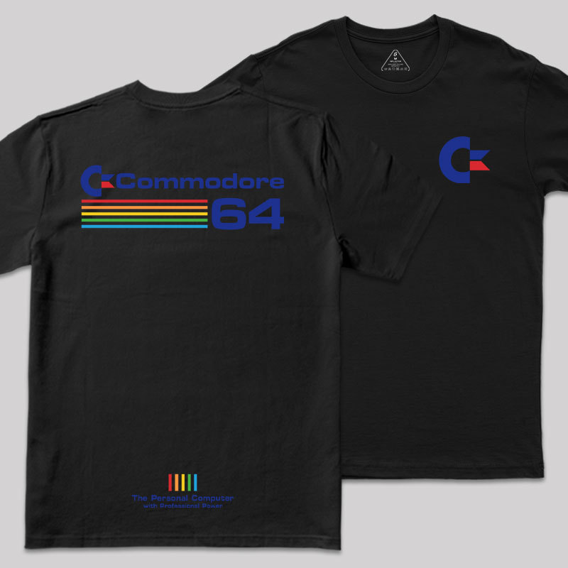 Commodore 64 Blue Front and Back Printing Geek T-Shirt