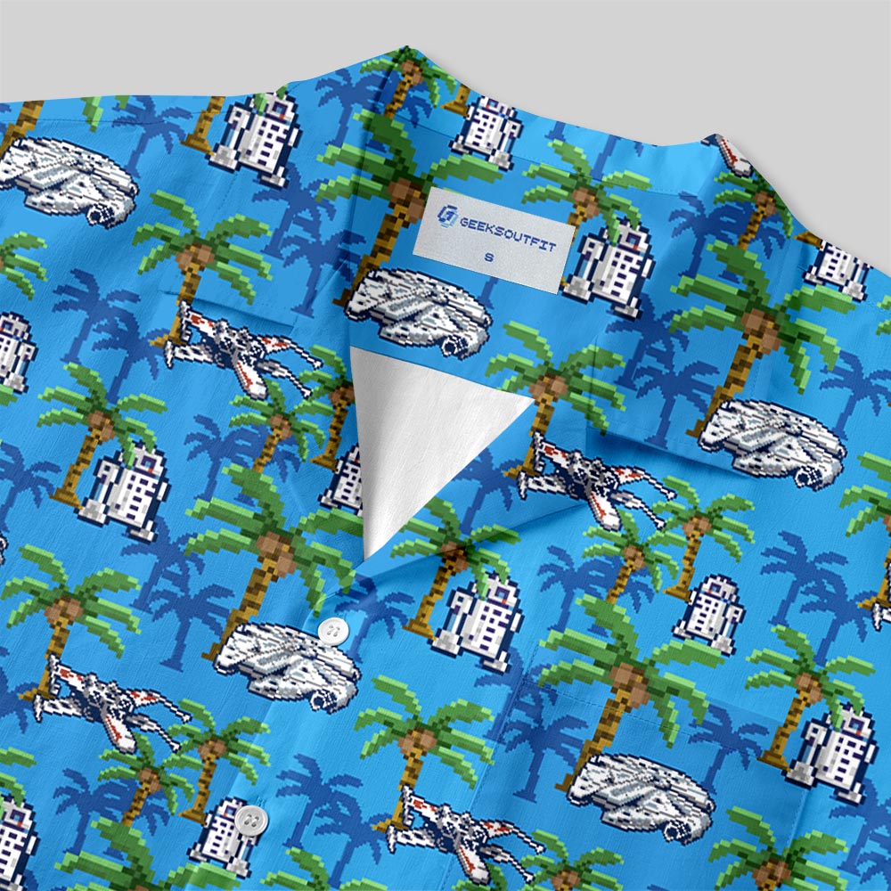 Pixel Starship Button Up Pocket Shirt