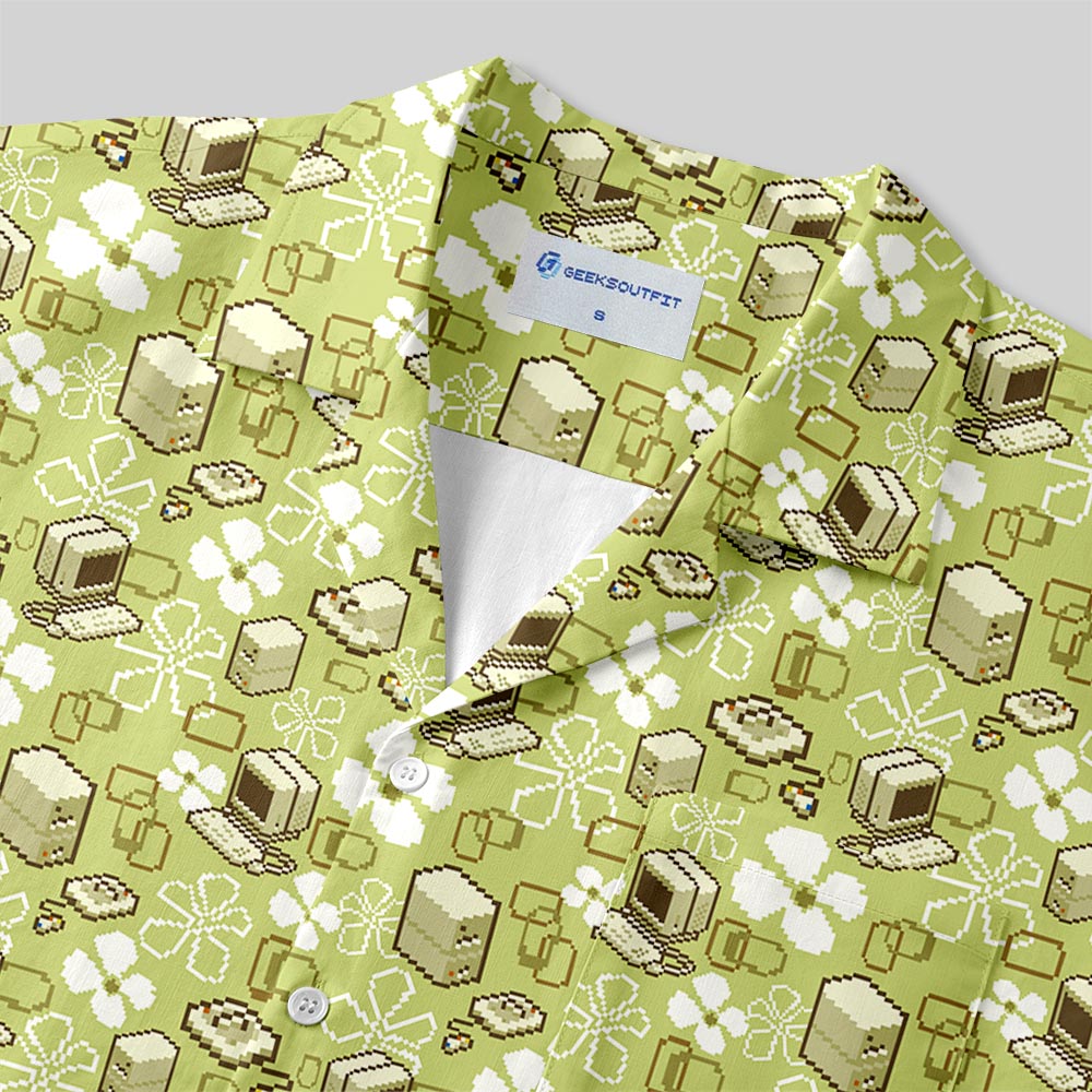 Retro Tech Tropics Button Up Pocket Shirt