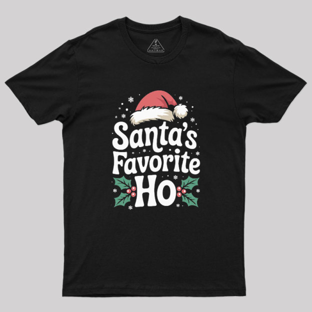 Funny Christmas Santa's Favorite Ho Naughty Geek T-Shirt