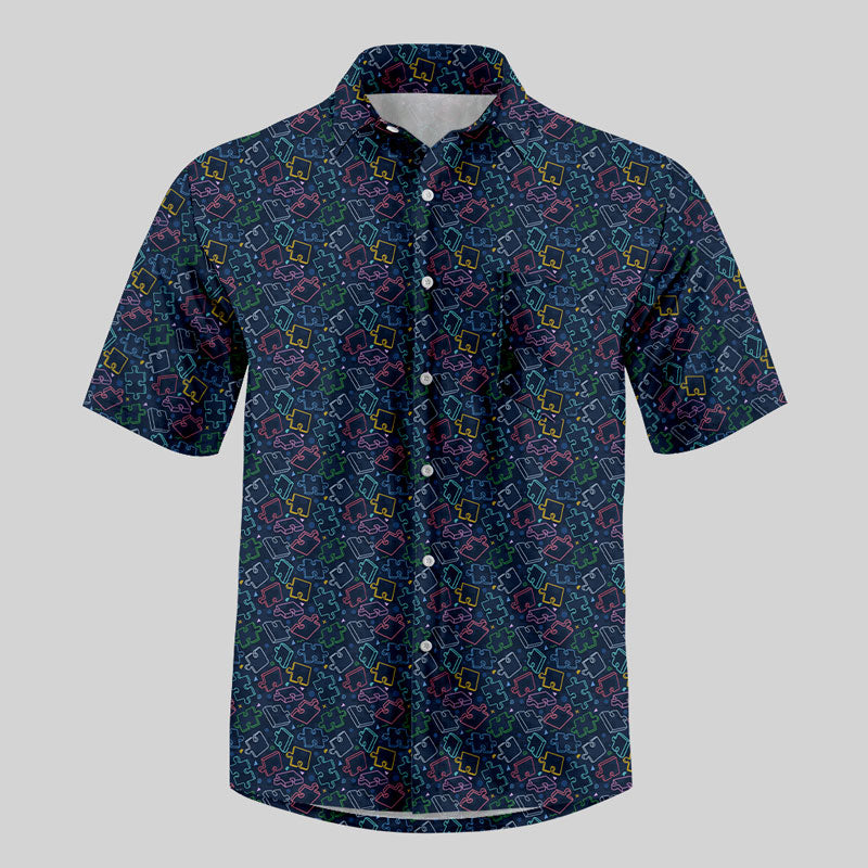 Puzzle Pieces Button Up Pocket Shirt