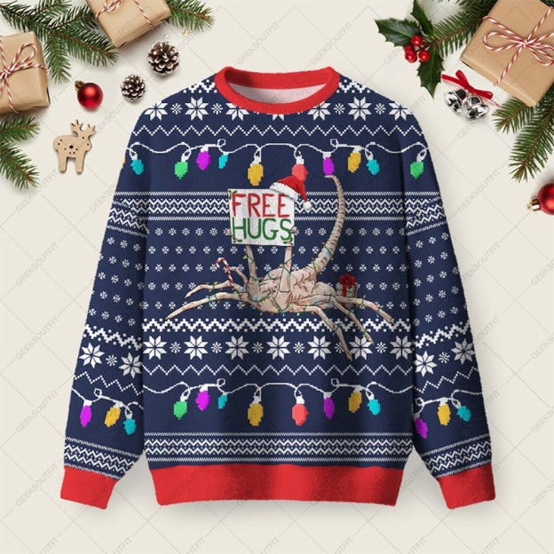 Free Hugs Ugly Christmas Fuzzy Fleece Sweatshirt