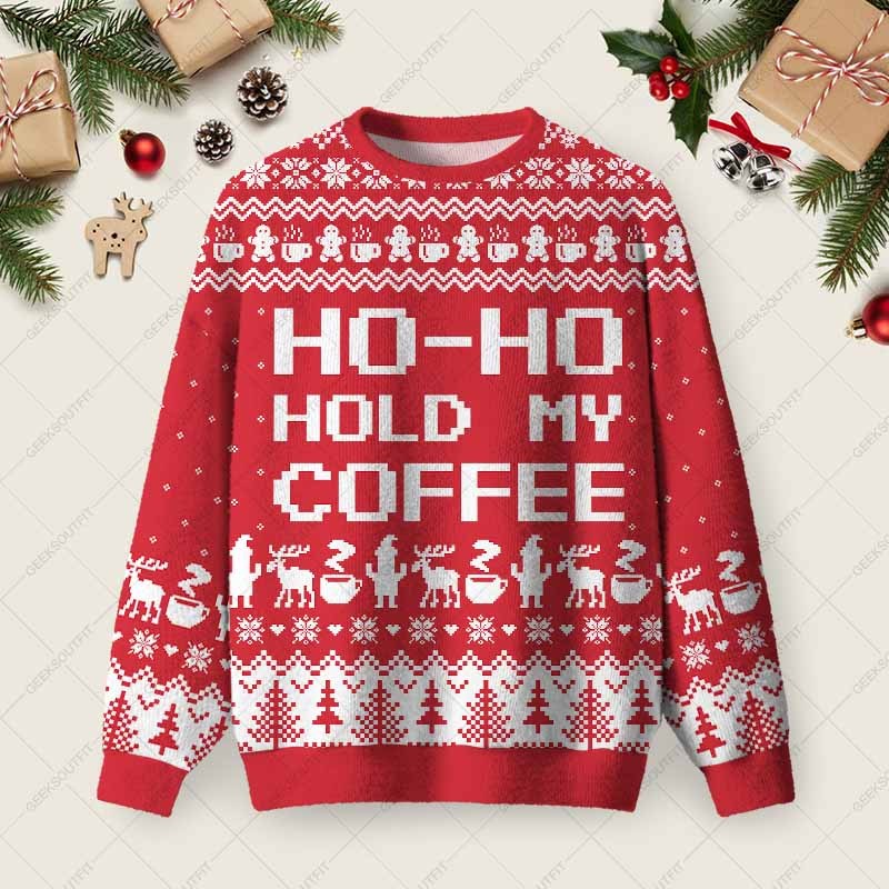 Geeksoutfit Merry Glitchmas Ugly Christmas Fuzzy Fleece Sweatshirt for Sale