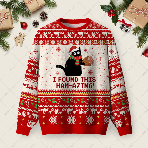 I Found This Ham-Azing Ugly Christmas Fuzzy Fleece Sweatshirt