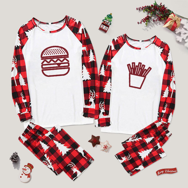 Burger And Fries Couple Pajama Sets