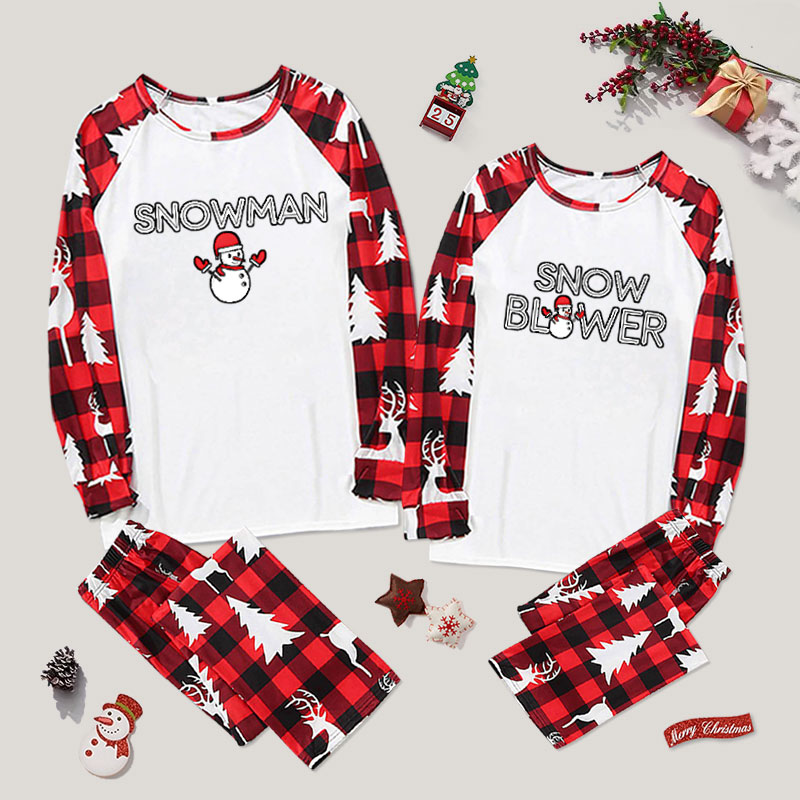 Snowman and Snow Blower Couple Pajama Sets
