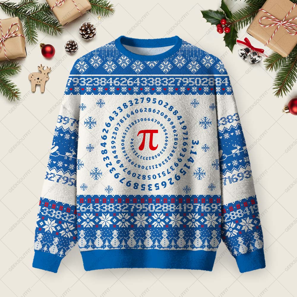 PI Math Ugly Christmas Fuzzy Fleece Sweatshirt