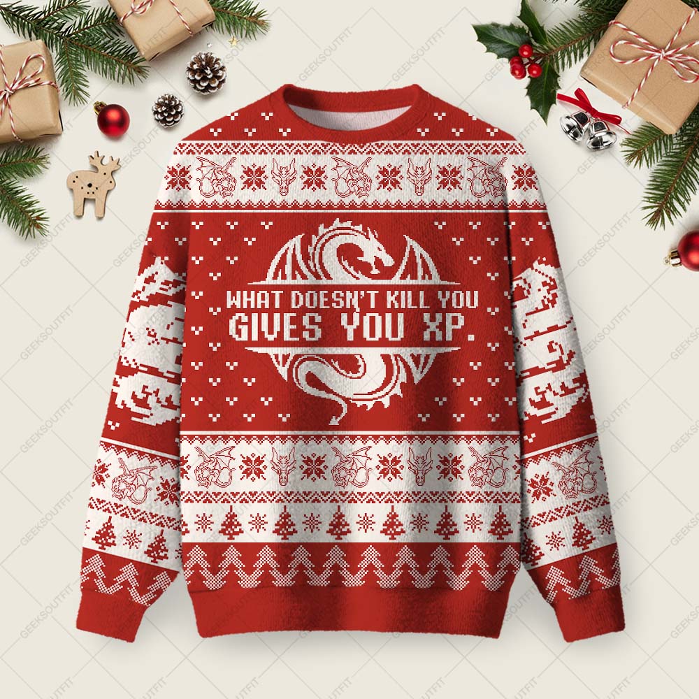 What Doesn't Kill You Ugly Christmas Fuzzy Fleece Sweatshirt