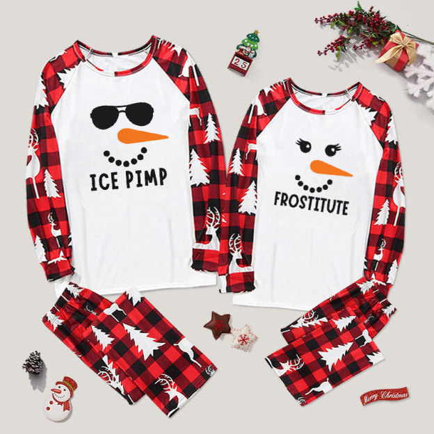 Snowman Frostitute Couple Pajama Sets