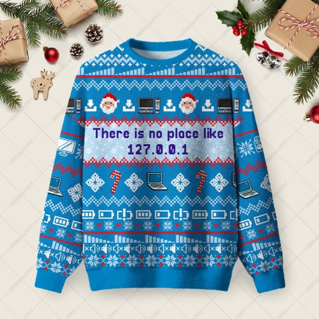 There Is No Place Like Ugly Christmas Fuzzy Fleece Sweatshirt