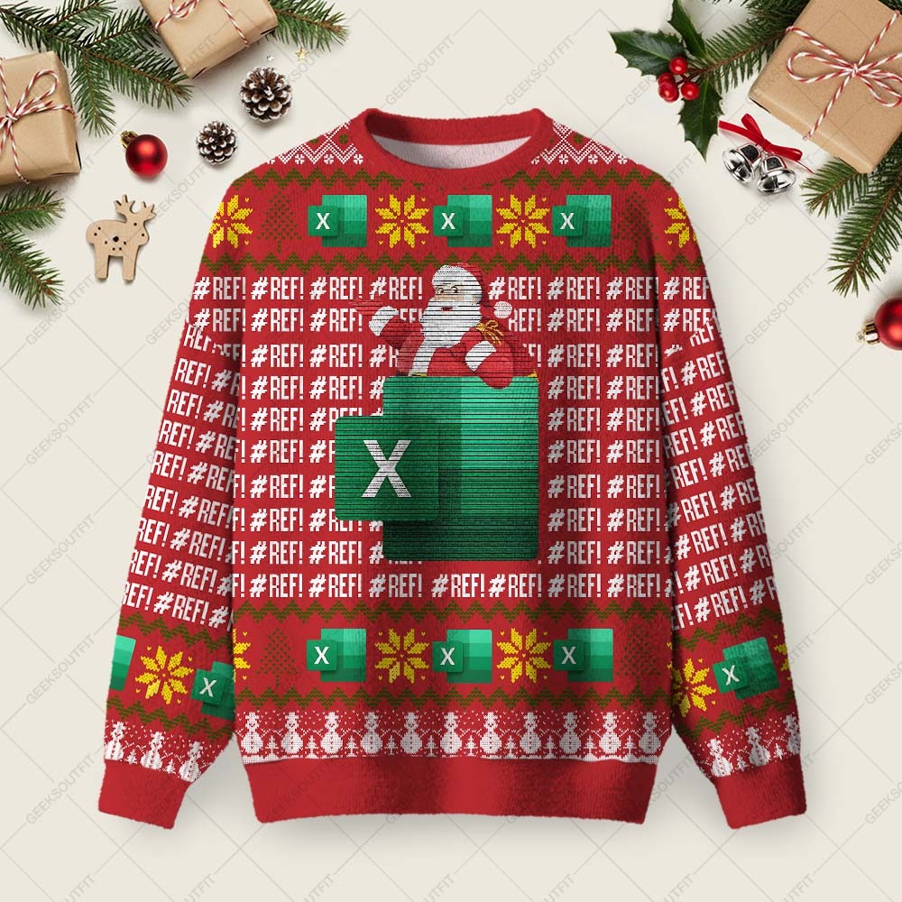 Geeksoutfit RefRefRef Ugly Christmas Fuzzy Fleece Sweatshirt for Sale