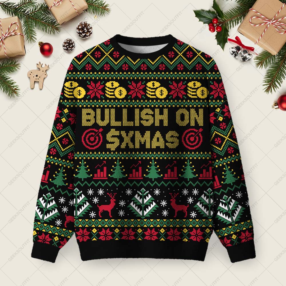 Bullish on Xmas Ugly Christmas Fuzzy Fleece Sweatshirt