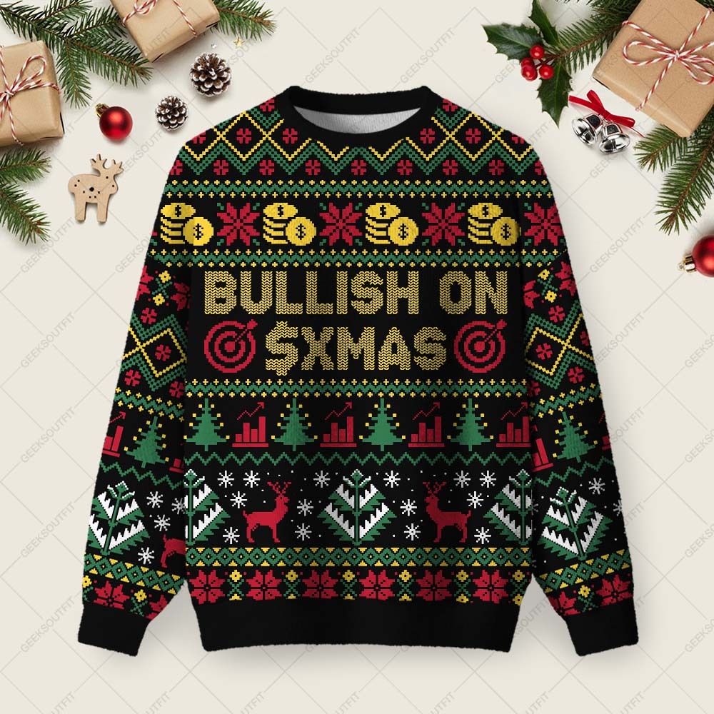 Geeksoutfit Bullish on Xmas Ugly Christmas Fuzzy Fleece Sweatshirt for Sale
