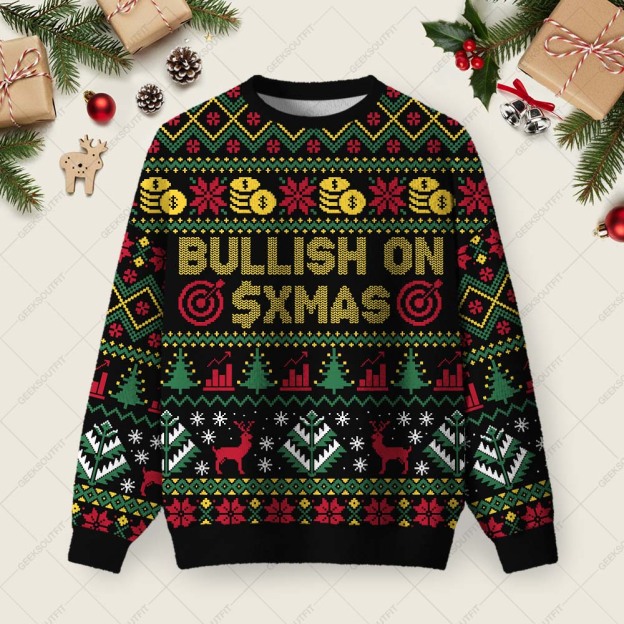 Bullish on Xmas Ugly Christmas Fuzzy Fleece Sweatshirt
