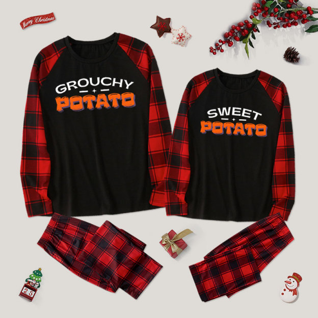 Grouchy Potato Sweet Potato Couple Pajama Sets