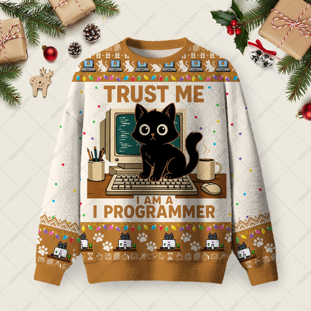 Geeksoutfit Trust Me Ugly Christmas Fuzzy Fleece Sweatshirt for Sale