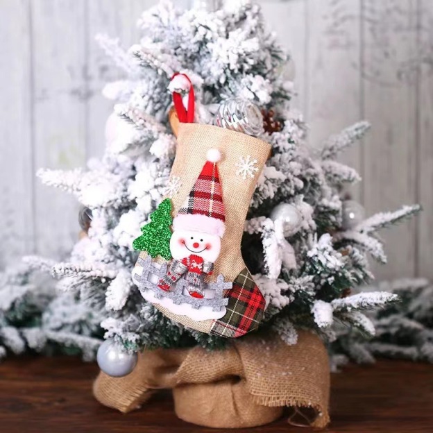 Linen Doll Decorate Gift Bag Christmas Socks