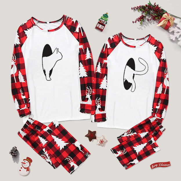 Cat Time Travel Couple Pajama Sets