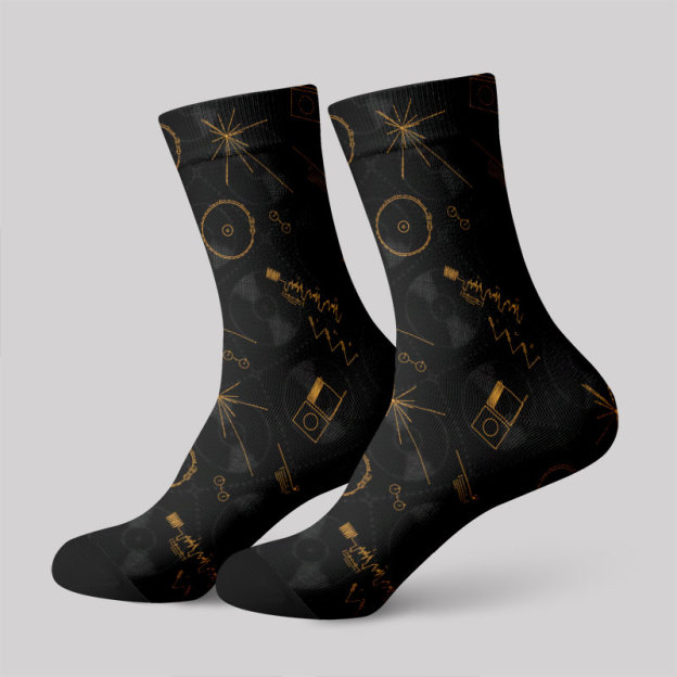 Space Voyager One Gold Disc Men's Socks