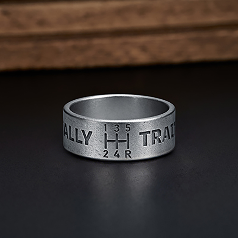 Manual Drive Geek Silver Band Ring