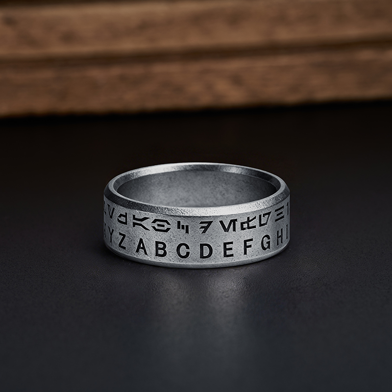 Galactic Cipher Geek Silver Band Ring