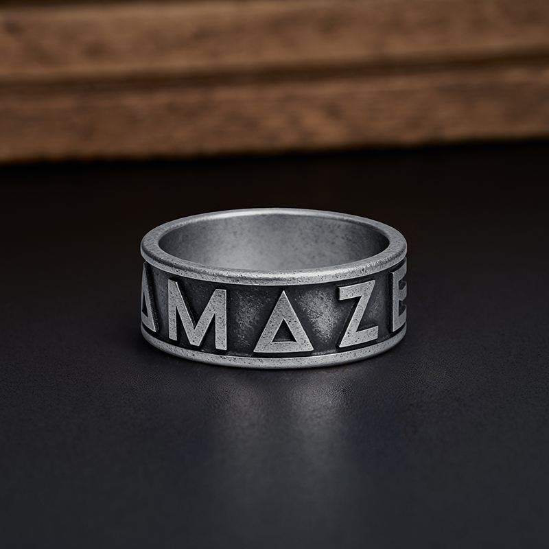 Amaze Rocky Geek Silver Band Ring