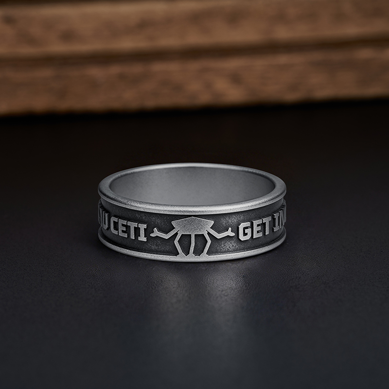 Going To Tau Ceti Geek Silver Band Ring