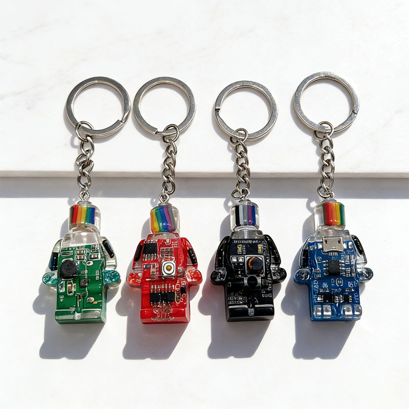 Transparent Electronic Robot Keychains