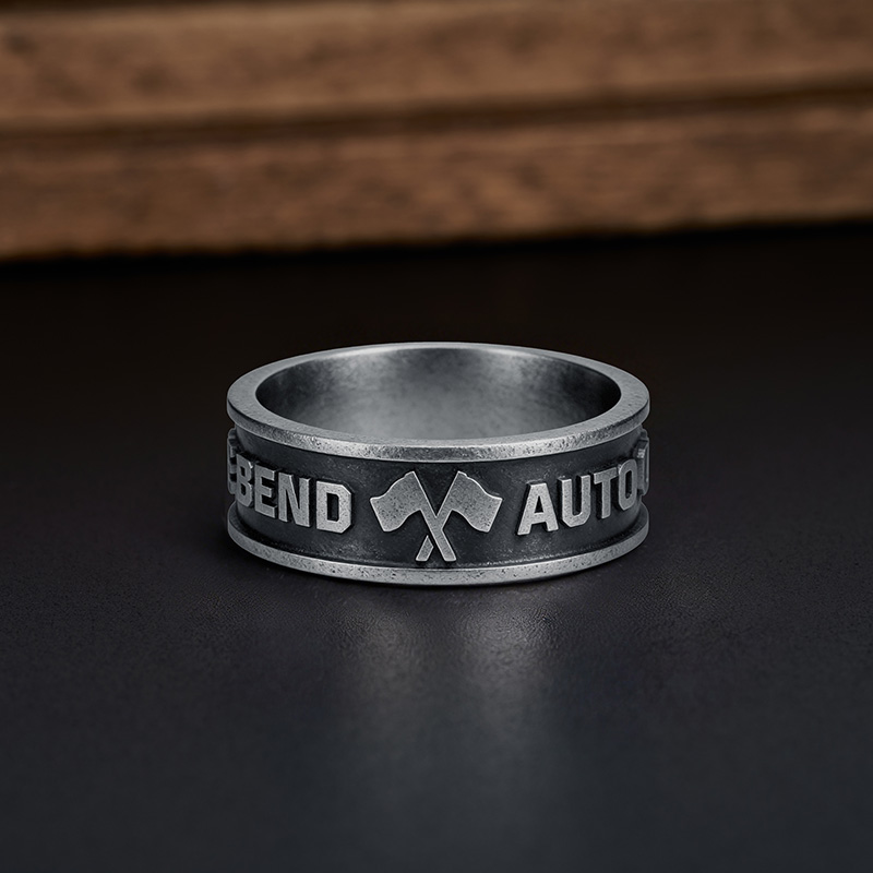 Auto Rebuilder Geek Silver Band Ring