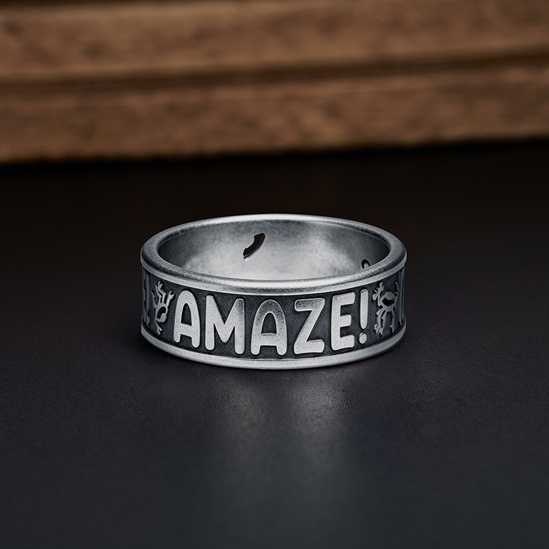 Amaze Bold Geek Silver Band Ring