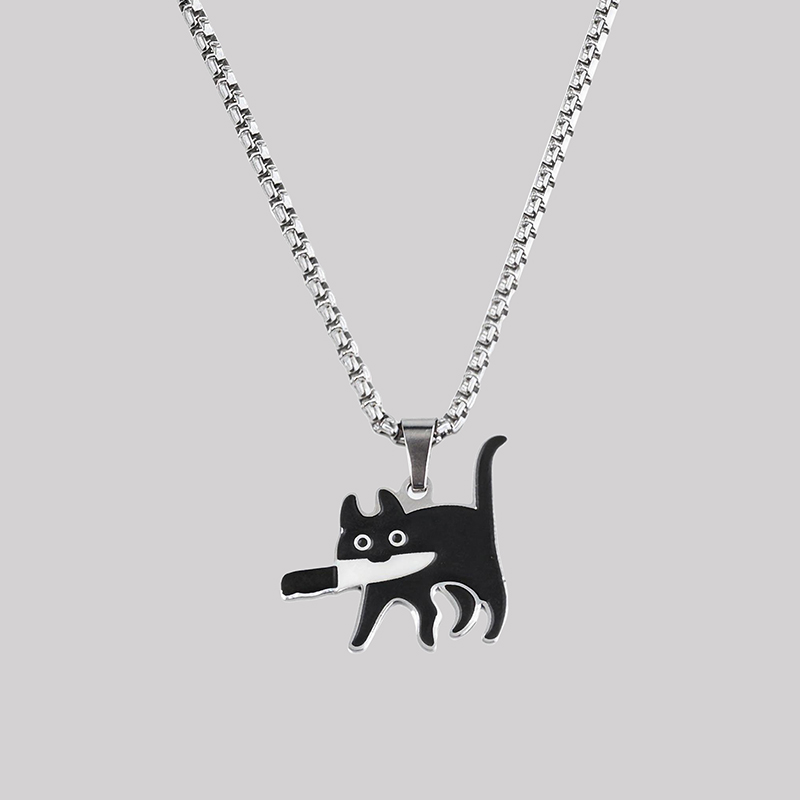 Knife Cat Geek Sculptural Necklace