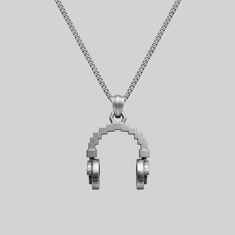 Pixel Headphones Geek Sculptural Necklace