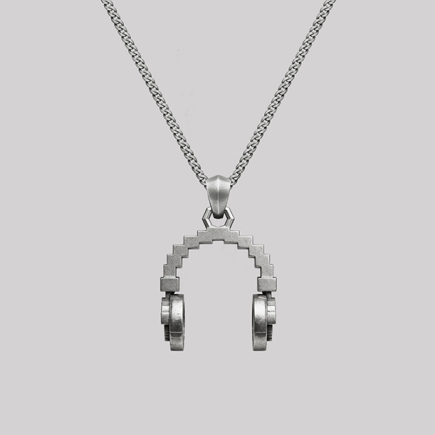 Pixel Headphones Geek Sculptural Necklace