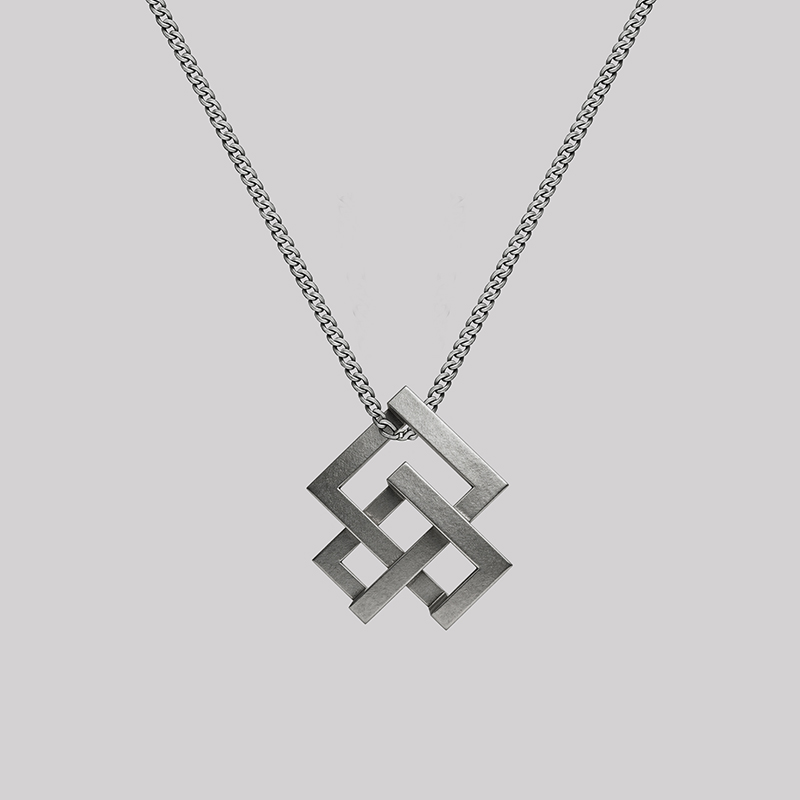 Steel Interlock Geek Sculptural Necklace