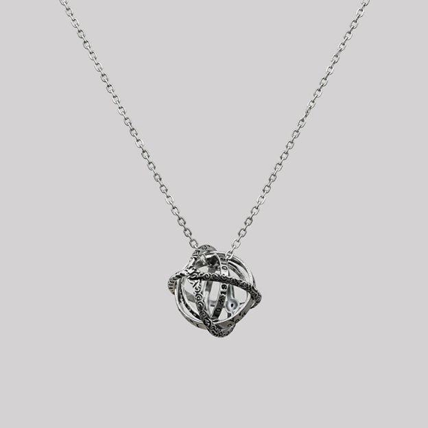 Armillary Sphere Geek Sculptural Necklace