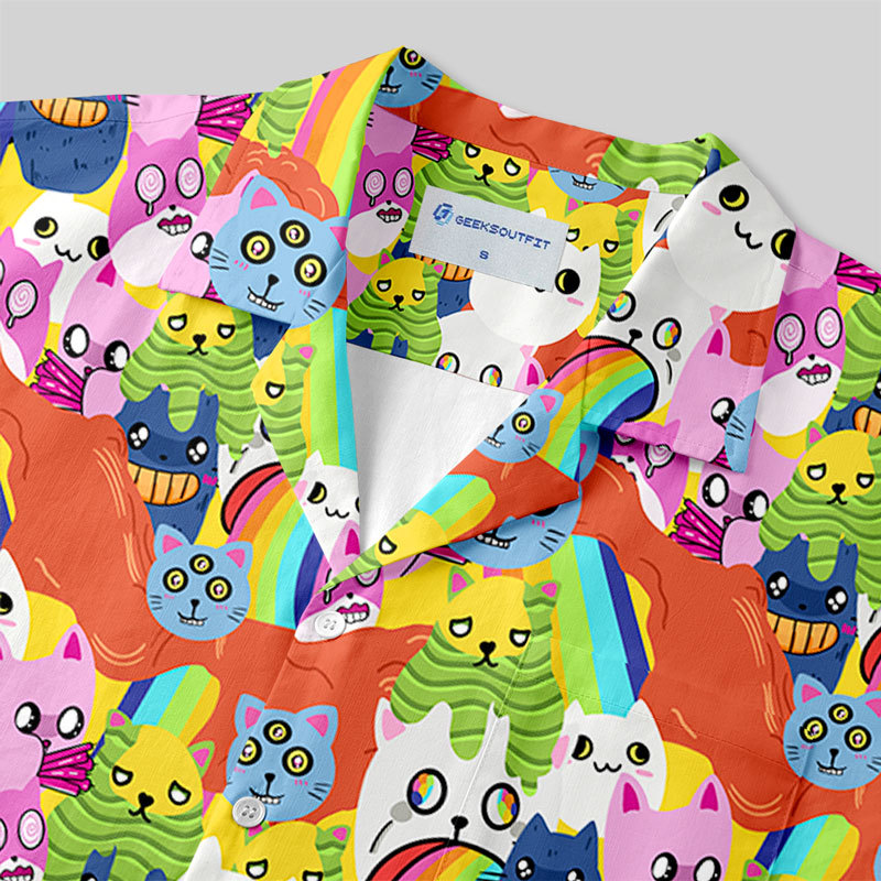 Exploding Cat Button Up Pocket Shirt