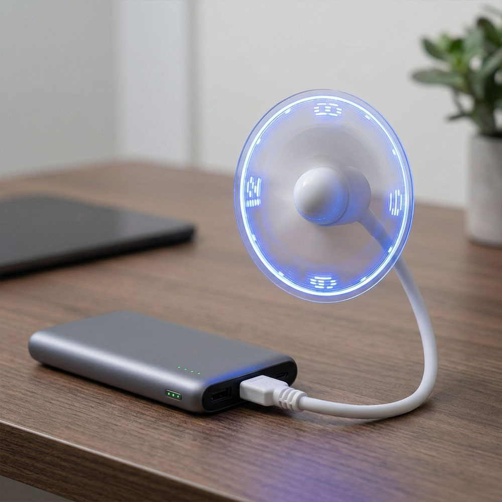 USB Flexible LED Clock Fan