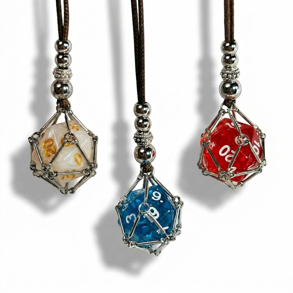 Removable D20 Dice Cage Necklace