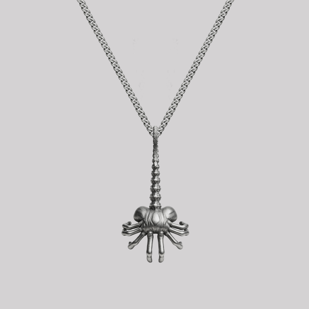 Retro Sci-Fi Face Creeper Geek Sculptural Necklace
