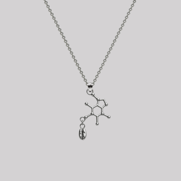 Code Fuel Caffeine Molecule Geek Sculptural Necklace