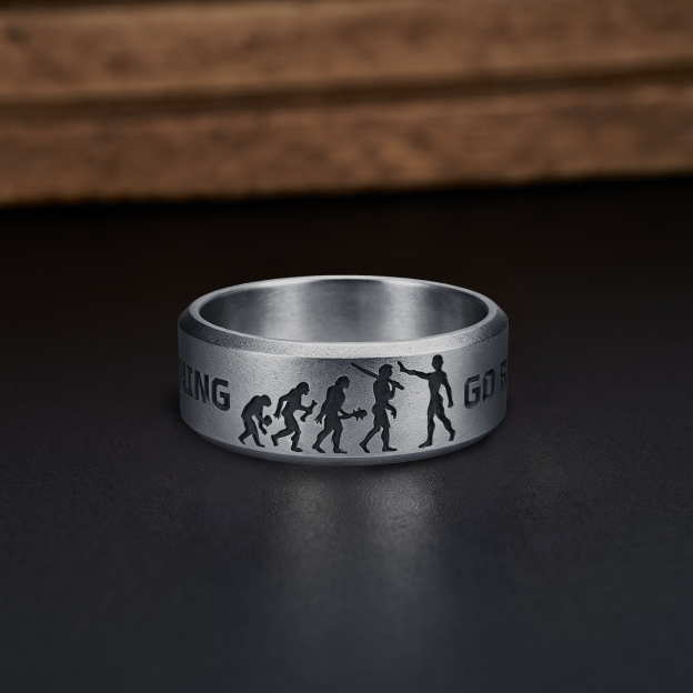 Evolution Timeline Geek Silver Band Ring