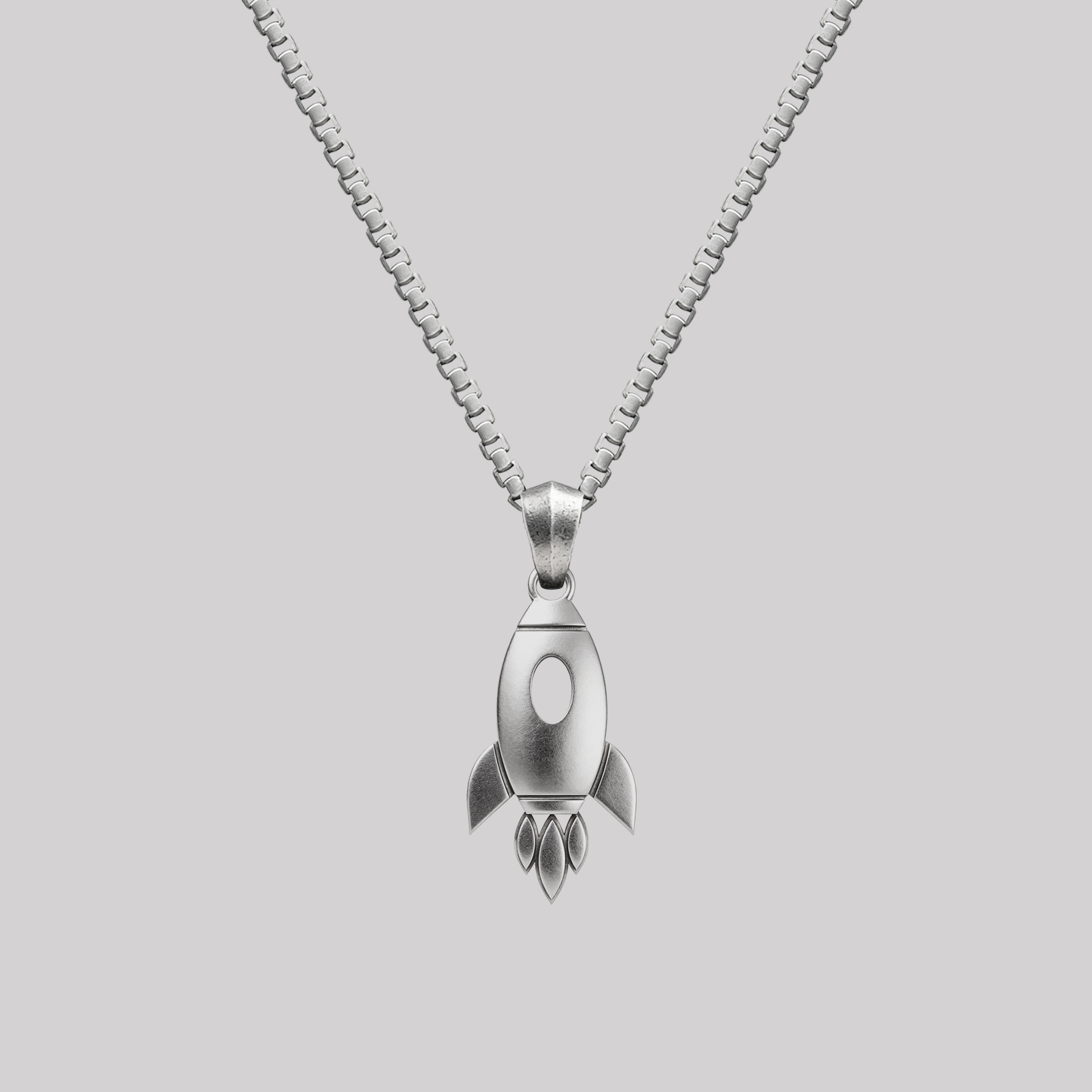 Pulp Sci-Fi Rocket Totem Geek Sculptural Necklace