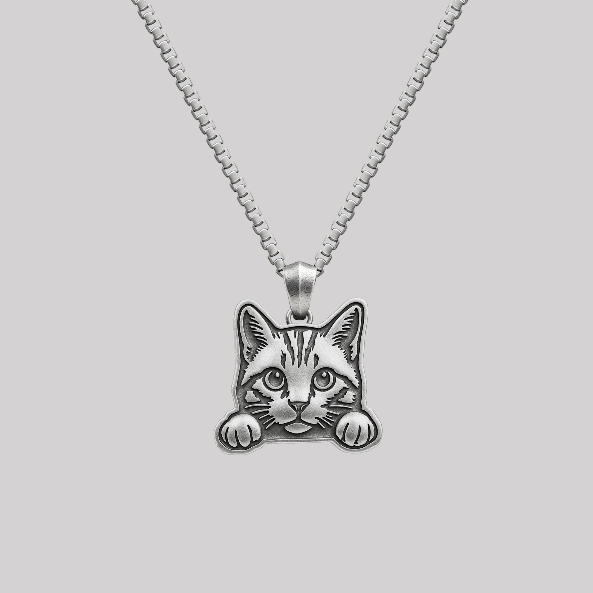 Coding Nerd Peeking Cat Geek Sculptural Necklace